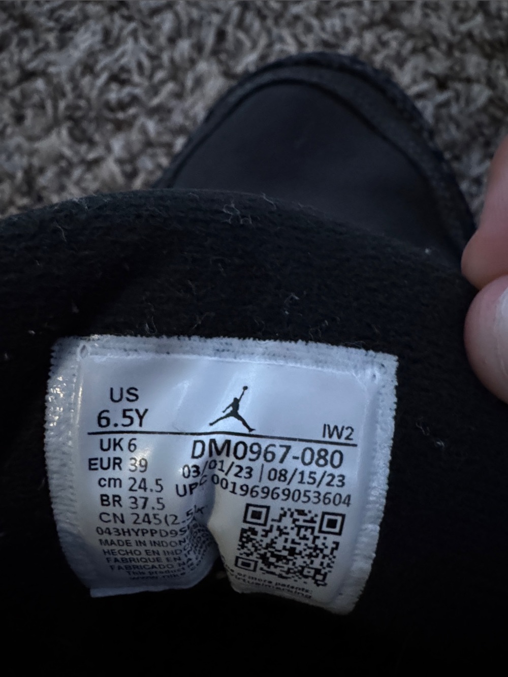 Jordan Black and Orange High-Top Sneakers with Elephant Print - Picture 2 of 2